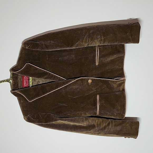Sasson Jackets & Blazers - Sasson Vintage One  Button Cotton Corduroy Blazer Brown Pockets Lt brown piping